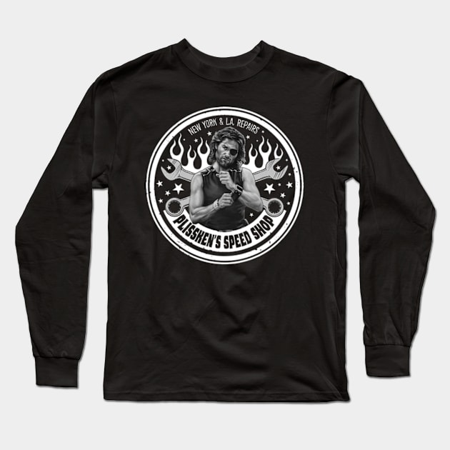 Plissken's Speed Shop Long Sleeve T-Shirt by CosmicAngerDesign